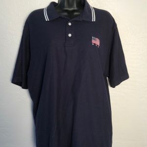 Navy Polo Shirt w USA Flag Patch Logo Size Large
